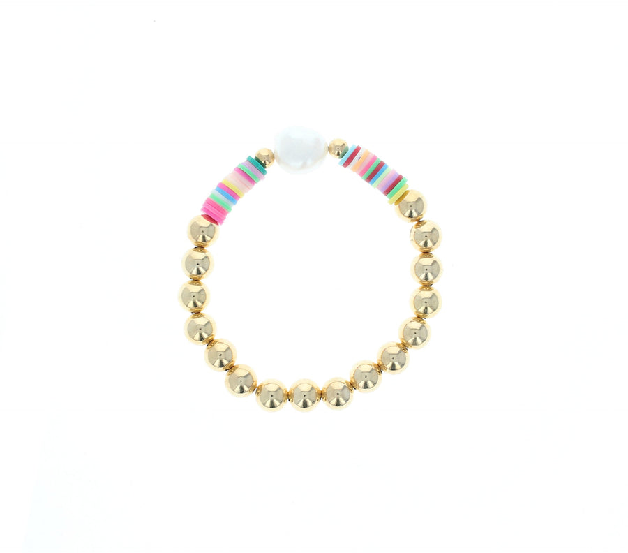 PULSERA BOLAS DOR CON COLORES