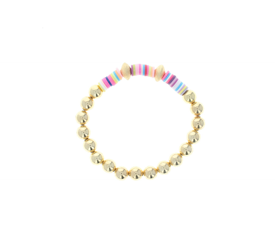 PULSERA BOLAS DOR CON COLORES