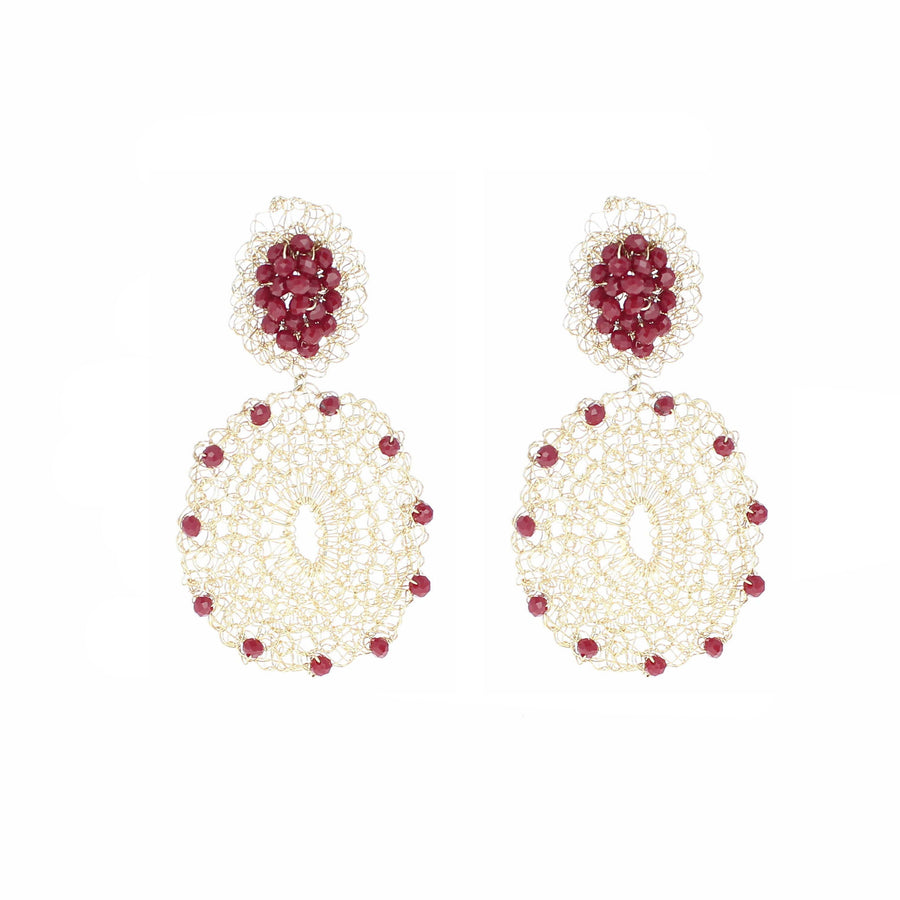 ARETES CIRCULAR GRANDE BLANCO ROJO