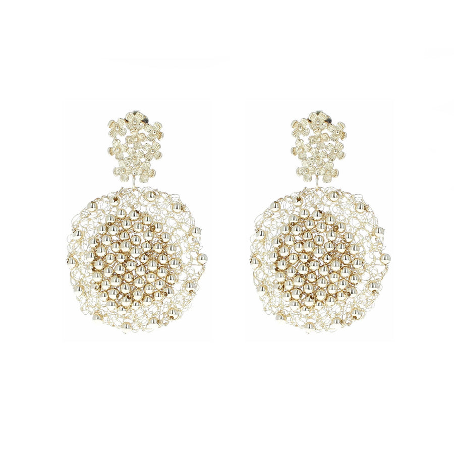 ARETES CIRCULAR GRANDE BLANCO DORADO