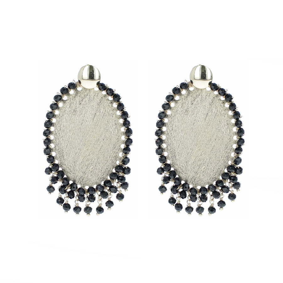 ARETES OVALOS PLACAS DORADO NEGRO