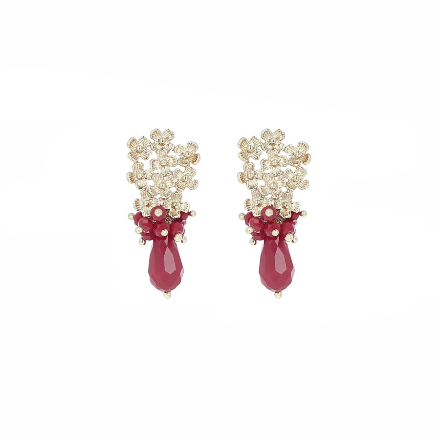 ARETES TIPO RACIMO ROJO