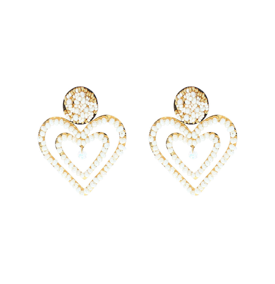 ARETES CORAZONE DOBLES CON PERLAS