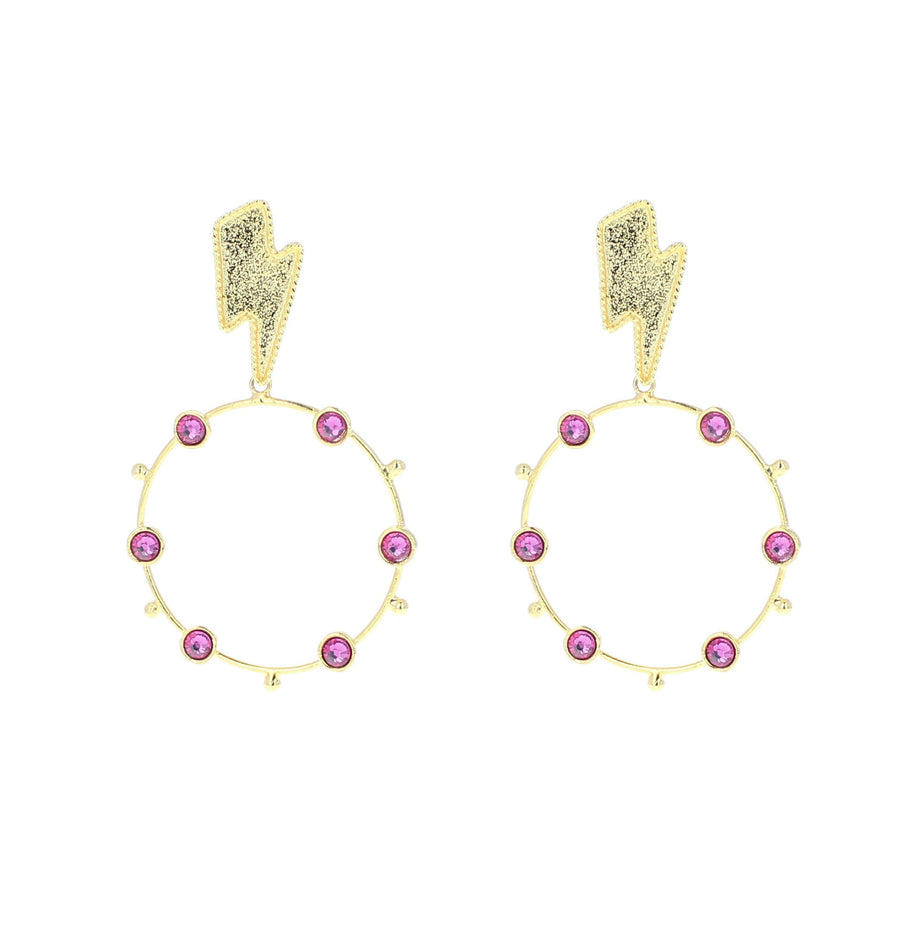 ARETES REDONDOS RAYO CRIST FUCSIA