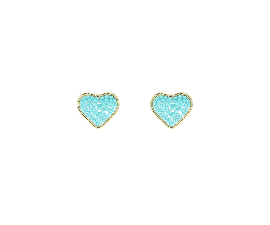 ARETES CORAZONES TOPOS PEQ TURQUESAS